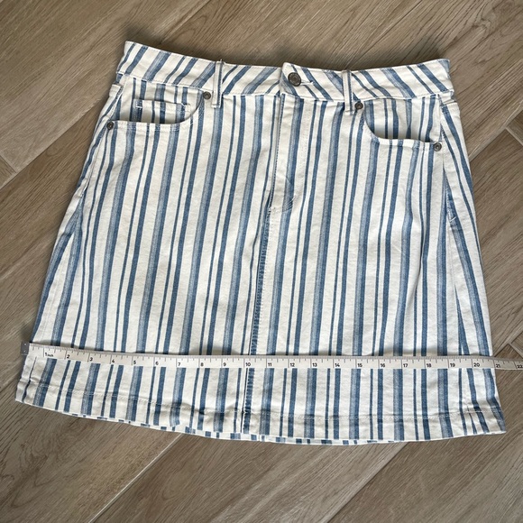 LOFT Blue and White Striped Denim Mini Skirt - Picture 5 of 7
